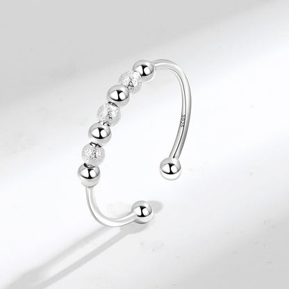 925 STERLING SILVER ADJUSTABLE BEADED SLIDING RING