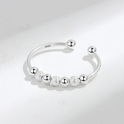 925 STERLING SILVER ADJUSTABLE BEADED SLIDING RING