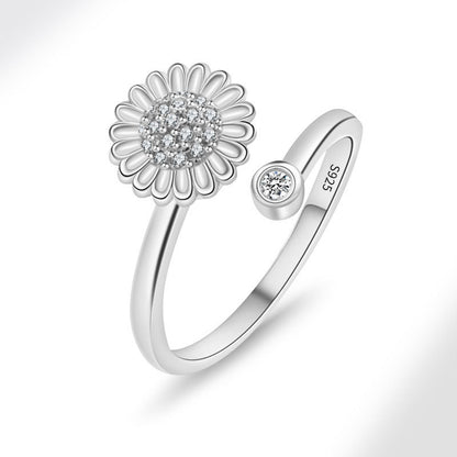 925 STERLING SILVER FLOWER SPINNING RING