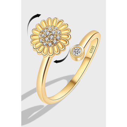 925 STERLING SILVER FLOWER SPINNING RING GOLD