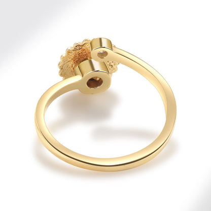 925 STERLING SILVER FLOWER SPINNING RING GOLD