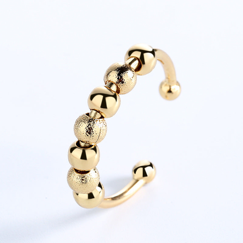 ADJUSTABLE BEADED SLIDING ANXIETY RING GOLD