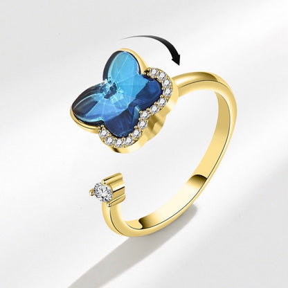 BLUE BUTTERFLY SPINNING RING