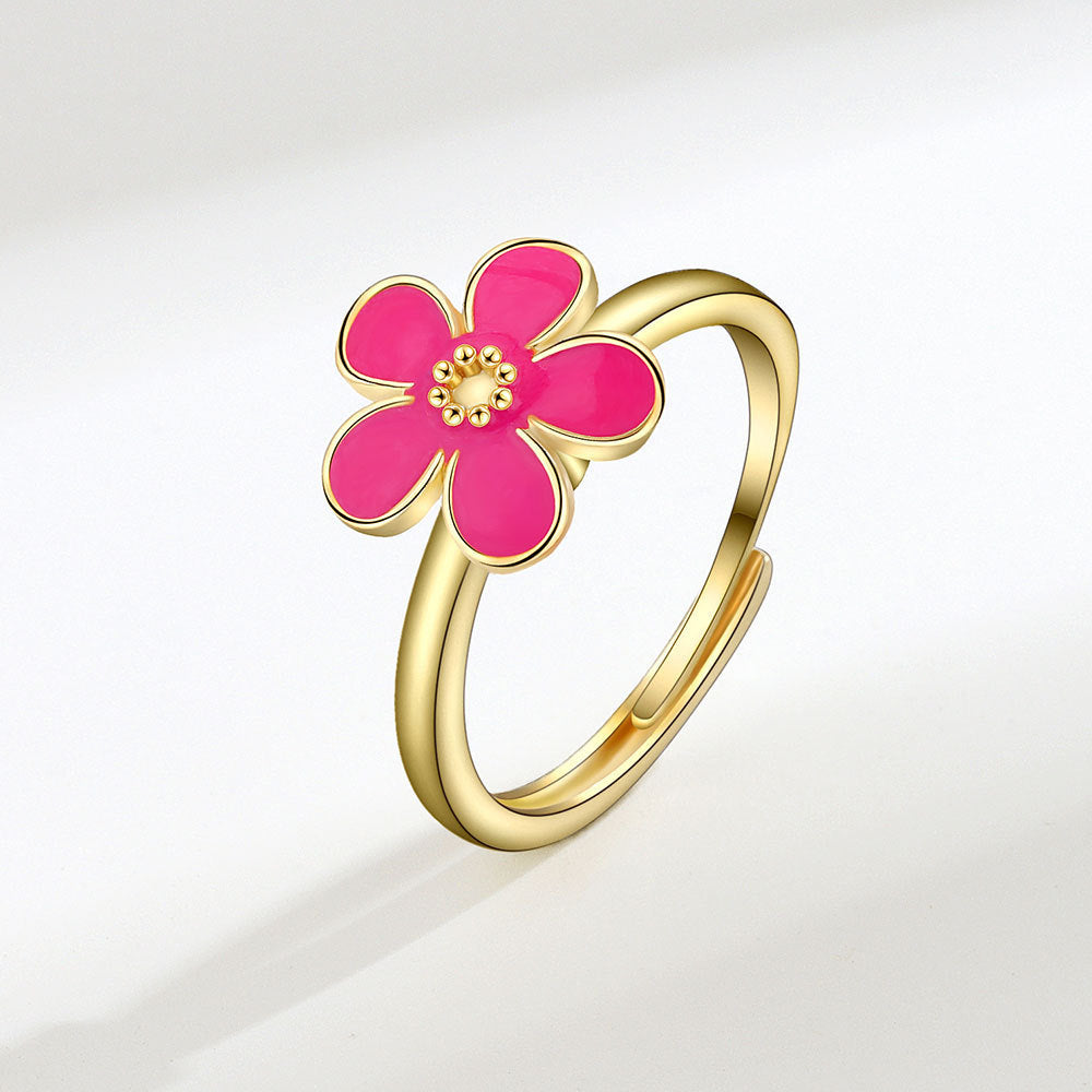 GAIA FLOWER SPINNER FIDGET RING PINK
