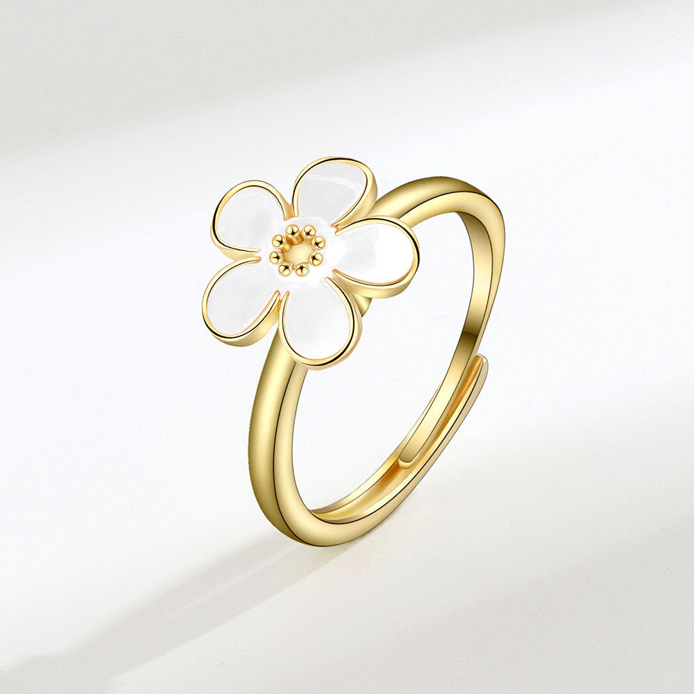 GAIA FLOWER SPINNER FIDGET RING WHITE