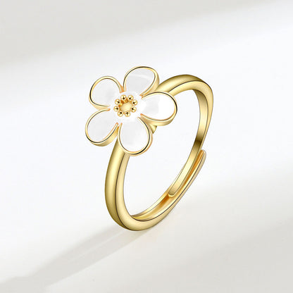 GAIA FLOWER SPINNER FIDGET RING WHITE