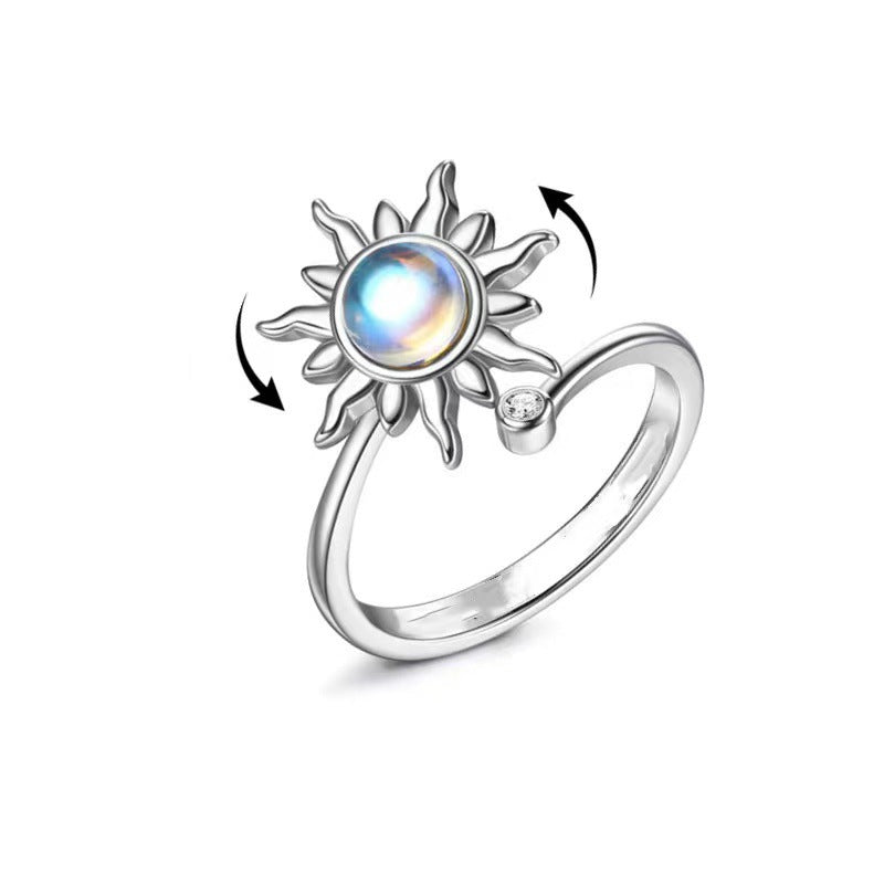 SUNFLOWER SPINNER FIDGET RING PLATINUM